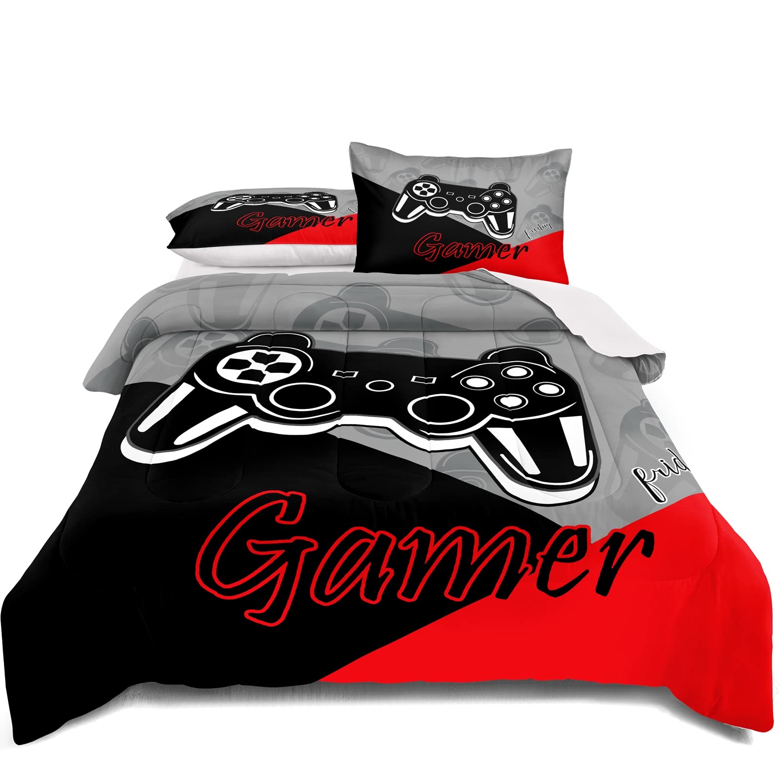 Lris Bedding Gaming Comforter Set Twin Size For Boys Kids Game Room Decor Video Game Gamer Comforter Teens Bedroom Gamepad Beddi